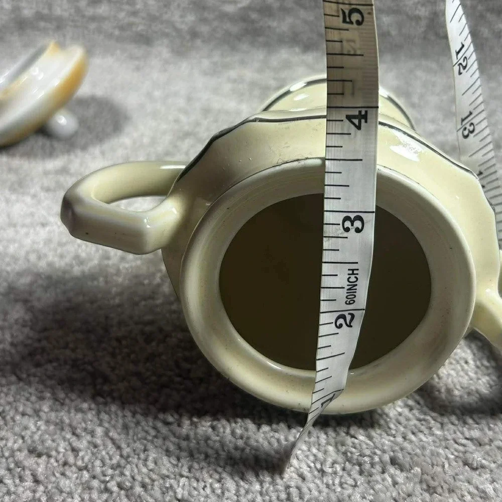 Sugar Bowl Cream Floral Silver Trim Vintage Double Handle Lid Small‎